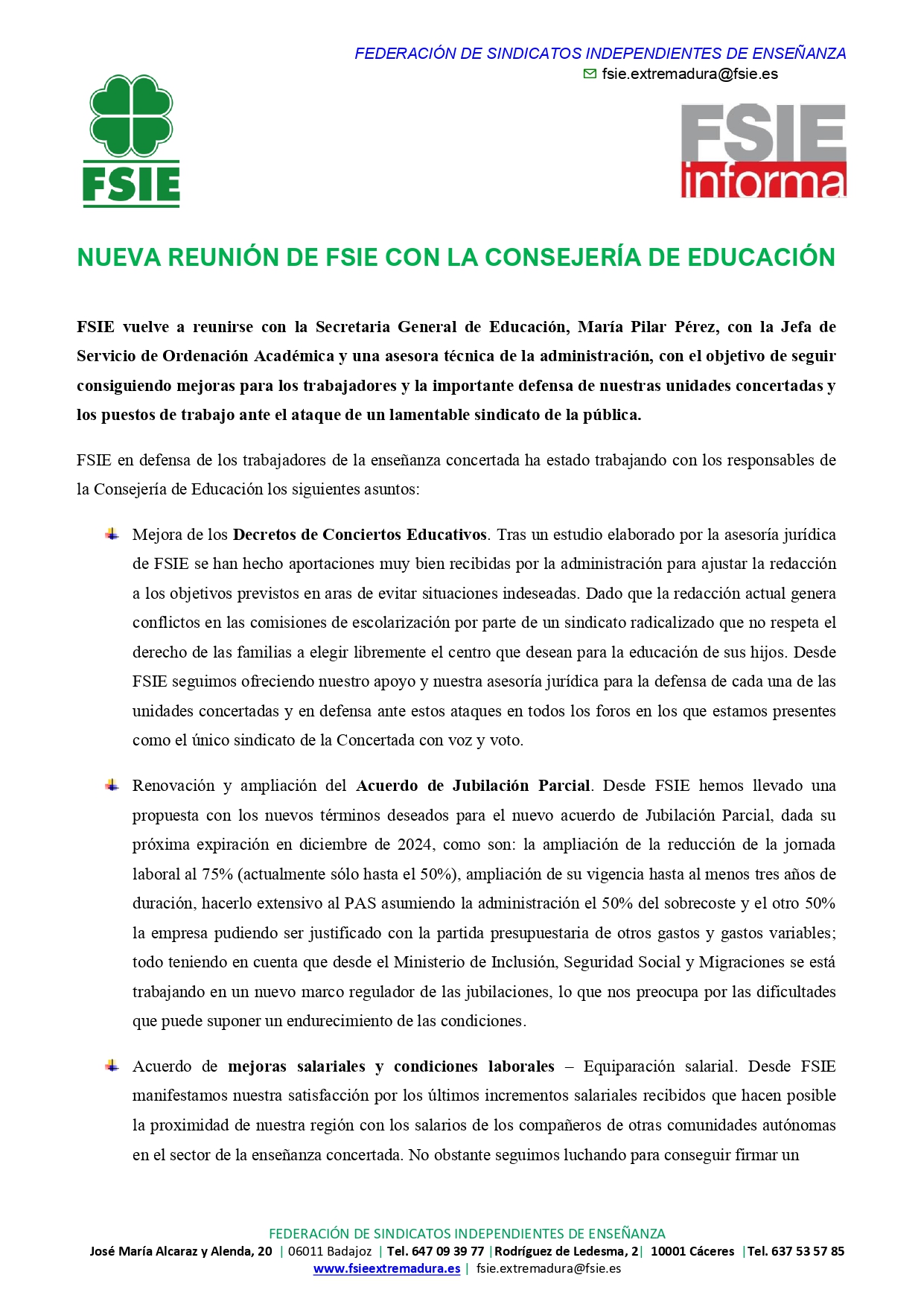FSIE SE REÚNE CON LA CONSEJERÍA DE EDUCACIÓN page 0001